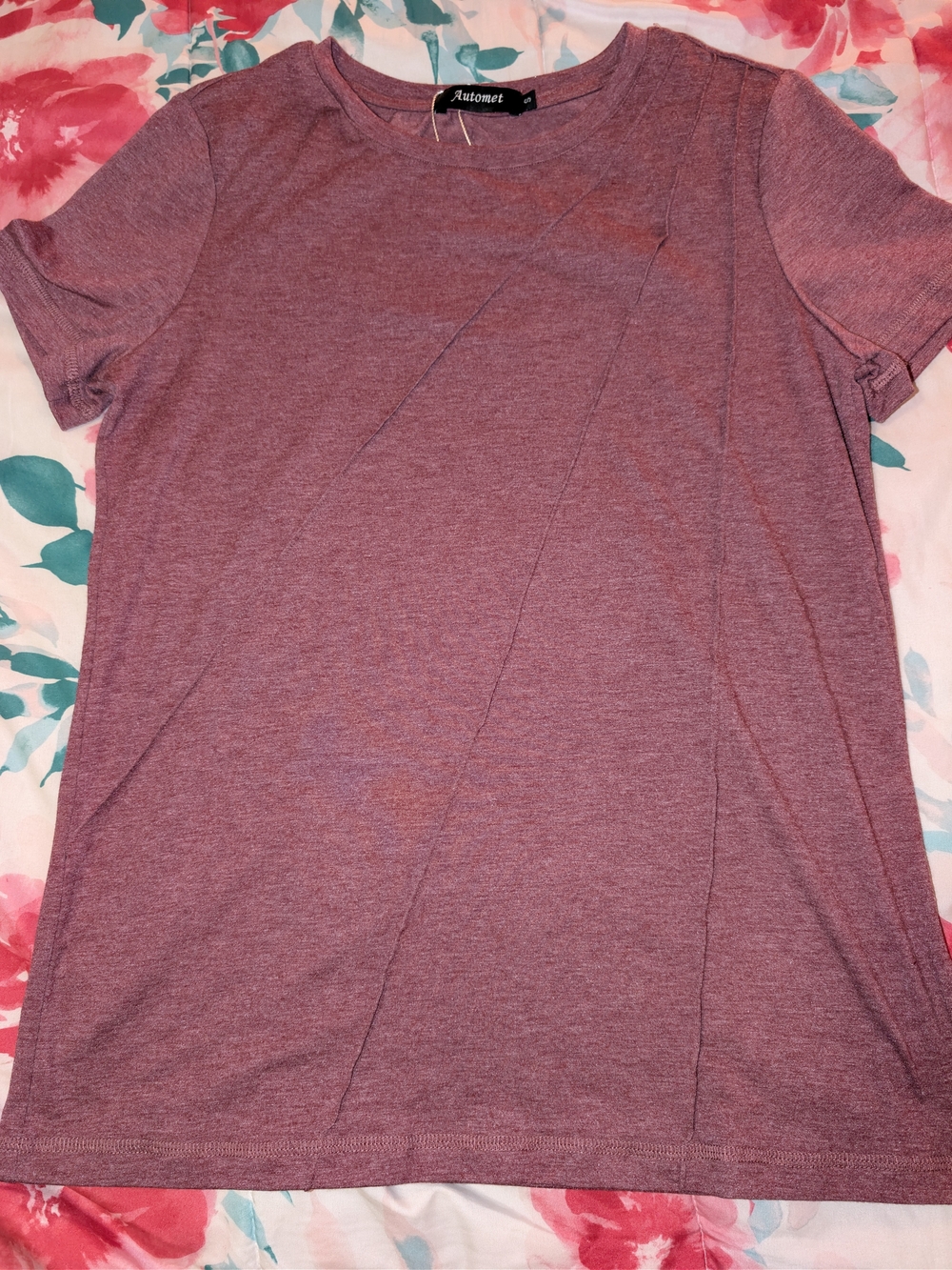 Automet Women's Short Sleeve Crew Tee in Mauve Heather